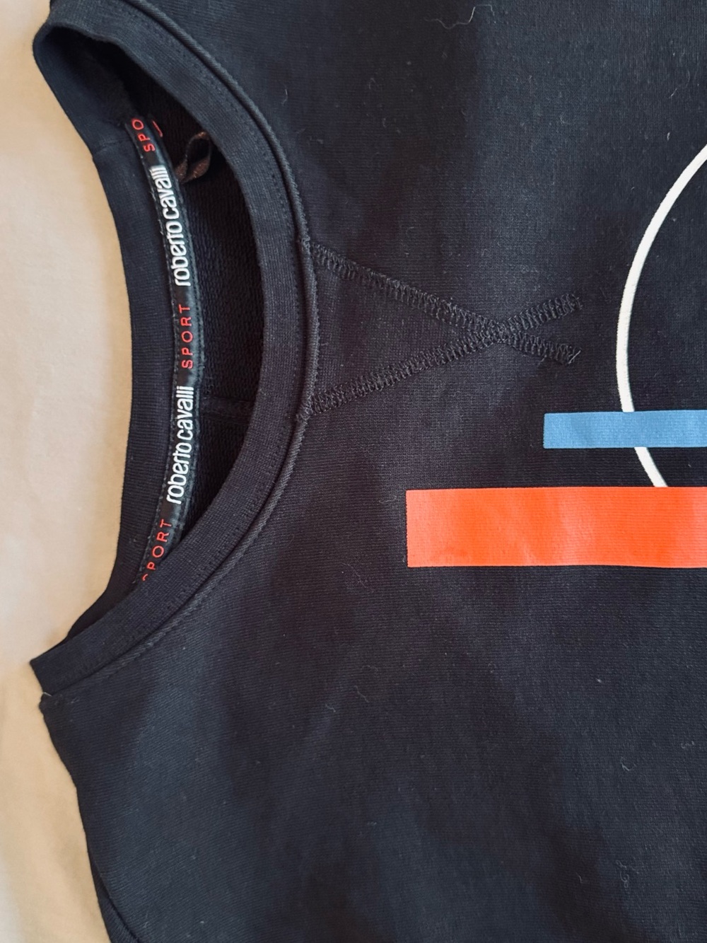 ROBERTO CAVALLI Black Crewneck Sweatshirt w Retro Yellow & Red Snake Graphic - Picture 6 of 12